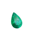 Natural colombian emerald pear cut, front side tall, table and crown view