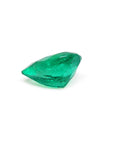 Natural colombian emerald pear cut, underside girdle and pavilion view