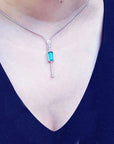 Emerald necklace jewelry for women elongated emerald-cut natural Muzo mines with straight row of natural diamonds