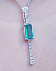 Muzo Colombian emerald necklace elongated emerald-cut natural Muzo mines with straight row of natural diamonds