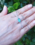Lariat emerald necklace elongated emerald-cut natural Muzo mines with straight row of natural diamonds