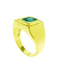 Genuine Muzo mine colombian emerald ring for men in 18k gold.