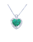 2.64 ct. Natural Colombian Emerald Heart Pendant Slider Handcrafted in 14K White Gold