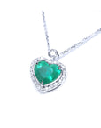 2.64 ct. Natural Colombian Emerald Heart Pendant Slider Handcrafted in 14K White Gold