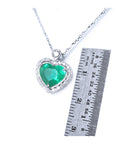 2.64 ct. Natural Colombian Emerald Heart Pendant Slider Handcrafted in 14K White Gold