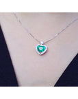 2.64 ct. Natural Colombian Emerald Heart Pendant Slider Handcrafted in 14K White Gold