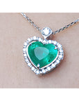 2.64 ct. Natural Colombian Emerald Heart Pendant Slider Handcrafted in 14K White Gold