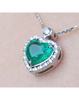 2.64 ct. Natural Colombian Emerald Heart Pendant Slider Handcrafted in 14K White Gold