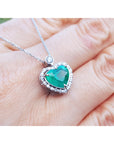 2.64 ct. Natural Colombian Emerald Heart Pendant Slider Handcrafted in 14K White Gold