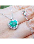 2.64 ct. Natural Colombian Emerald Heart Pendant Slider Handcrafted in 14K White Gold