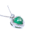 2.64 ct. Natural Colombian Emerald Heart Pendant Slider Handcrafted in 14K White Gold