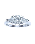 Round cut center diamond 0.61 ct. and trillion side 0.36 ct. all natural diamonds made in14k solid white gold ring.
