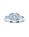 Round cut center diamond 0.61 ct. and trillion side 0.36 ct. all natural diamonds made in14k solid white gold ring.