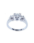 Natural Diamond engagement ring round cut three stone with accent pave set diamonds made in 14k white gold.