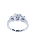 Natural Diamond engagement ring round cut three stone with accent pave set diamonds made in 14k white gold.