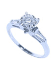 Natural diamond engagement ring three stone side tapper baguette