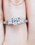 Princess cut side diamond engagement ring
