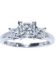 Princess cut diamond ring side diamonds three stone