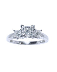 Princess cut diamond ring side diamonds three stone