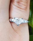 Engagement ring heart cut diamond side baguette