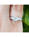 Engagement ring heart cut diamond side baguette