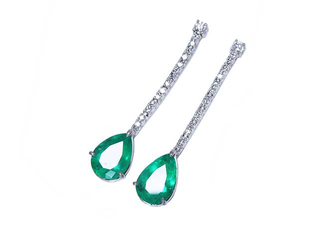 Pear shaped Colombian emerald earrings