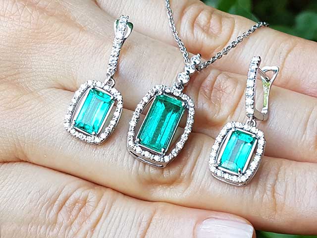 Emerald earrings made in USA