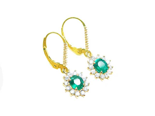 Dangle natural emerald earrings