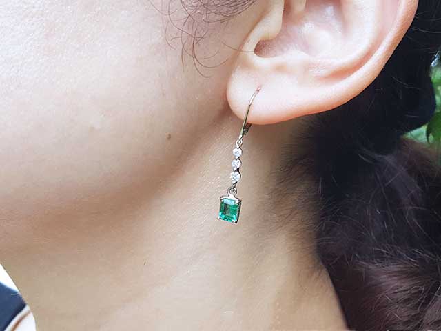 Lever back emerald earrings