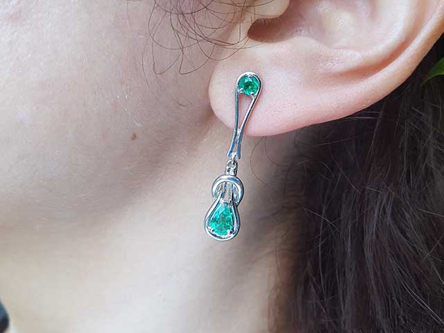 Emerald Love knot earrings
