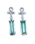 Emerald-cut real emerald earrings