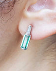 Real emerald and diamond baguette cut earrings