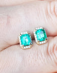 Emerald stud earrings hand made in USA