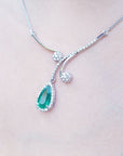 Emerald and diamond necklace for women, this is a natural emerald sourced from the Muzo mines in Colombia