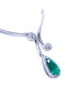 Pear cut women's Colombian emerald necklace, this is a natural emerald source from the Muzo mines, set in 18k white gold