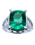 GIA certified cushion cut emerald ring for women