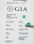 GIA emerald origin report with a loose emerald stone and its appraisal.