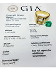 GIA certified 2.38 ct. octagonal emerald and 18K yellow gold men's ring with a full bezel setting.