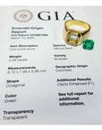 GIA certified 2.38 ct. octagonal emerald and 18K yellow gold men's ring with a full bezel setting.