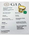 GIA certified 2.38 ct. octagonal emerald and 18K yellow gold men's ring with a full bezel setting.