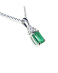 High Quality 0.27 carat Emerald Necklace Pendant 14K White Gold