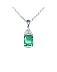 High Quality 0.27 carat Emerald Necklace Pendant 14K White Gold
