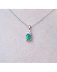 High Quality 0.27 carat Emerald Necklace Pendant 14K White Gold