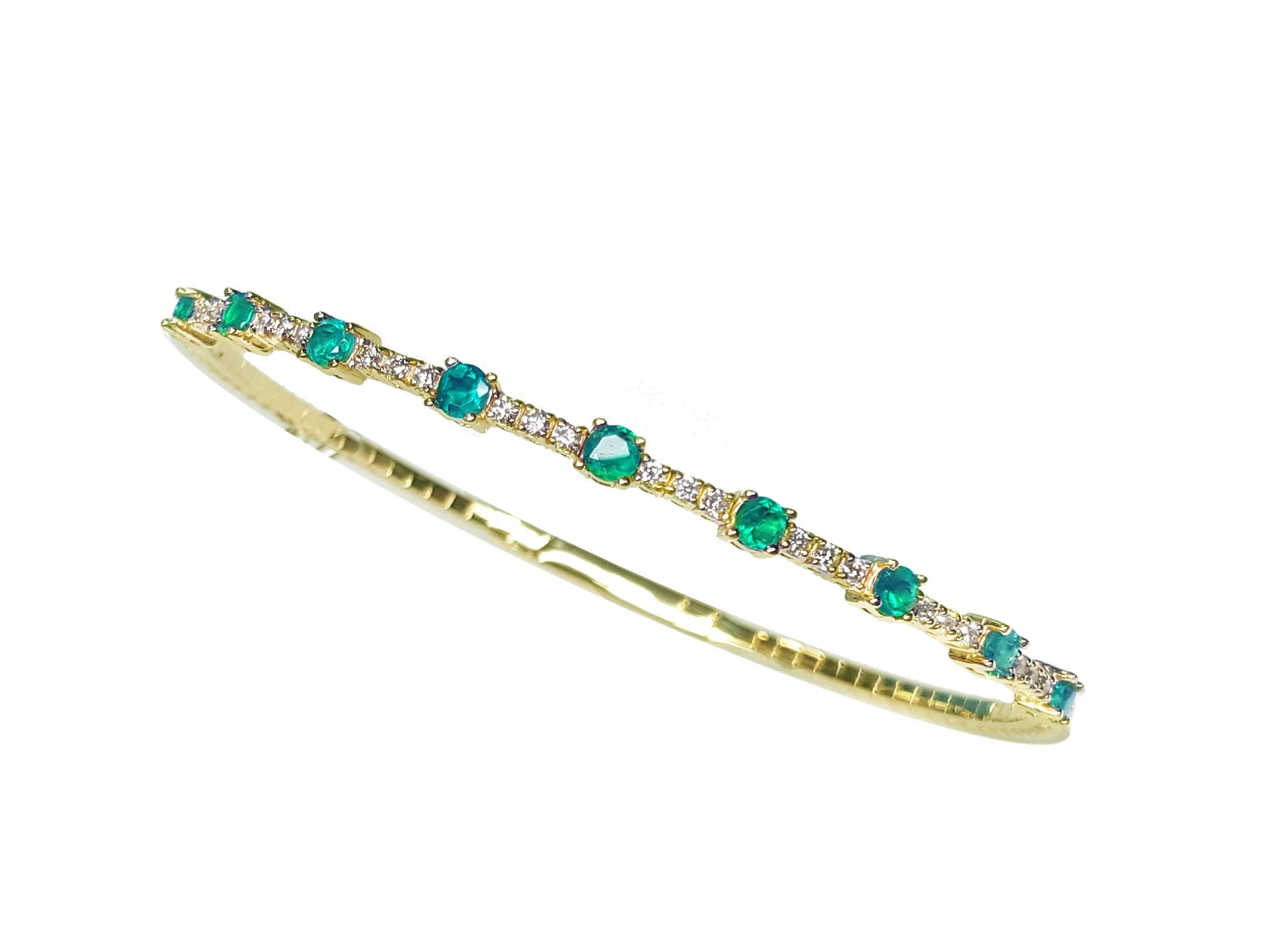 Natural emerald bangle bracelet