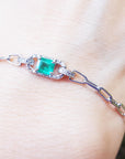 Paperclip bracelet with emerald