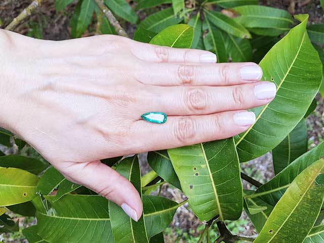 Real Colombian emeralds pear cut
