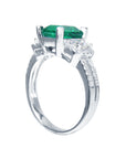 White gold emerald ring for women