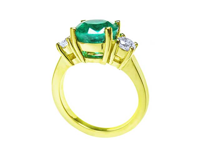 Three stone emerald ring