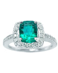 Cushion cut emerald ring for women