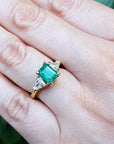 Three stone Colombian emerald rings